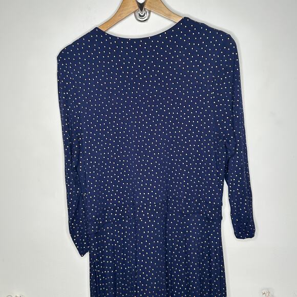 BODEN Coraline Jersey Midi Dress French Navy Blue Gold Dots Sz 12L $125 {3R42} - Picture 5 of 8